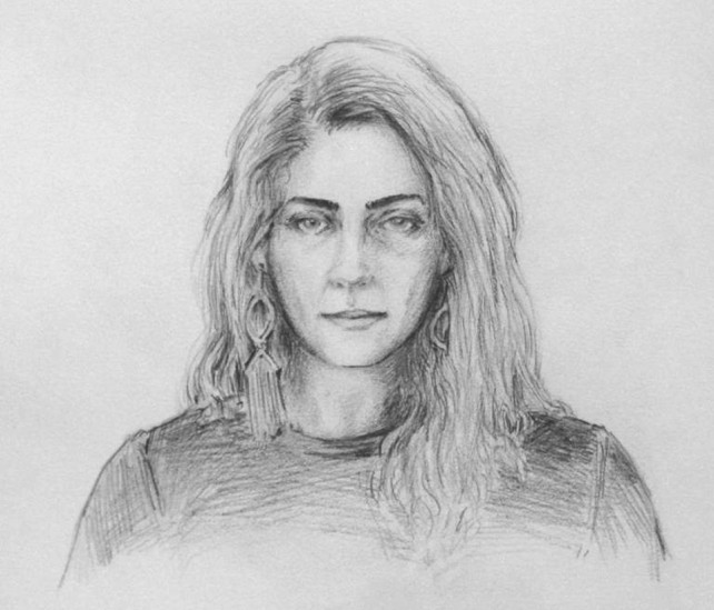 Pencil - Portrait, Girl, Facing Front
