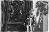 Acrylic – Scene, Child at Door