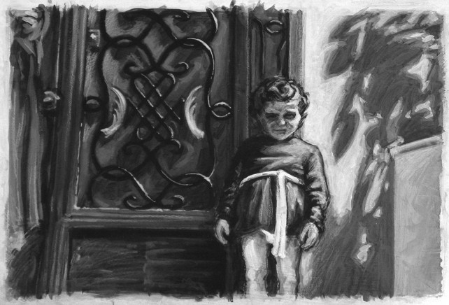 Acrylic - Scene, Child at Door