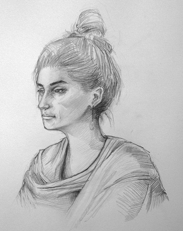 Pencil - Portrait, Girl, Gazing
