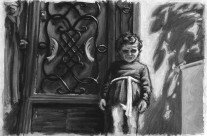Acrylic – Scene, Child at Door